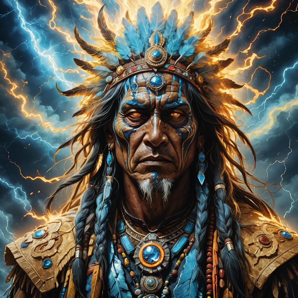 Plasma Aura Medicine Man in Hyperrealistic Splash Art