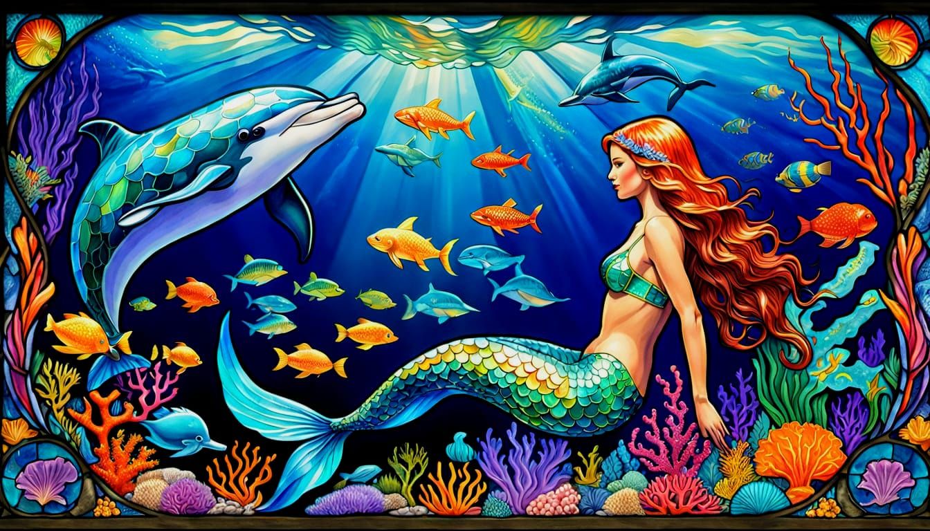 Stunning Bioluminescent Mermaids in Vibrant Ocean Scene