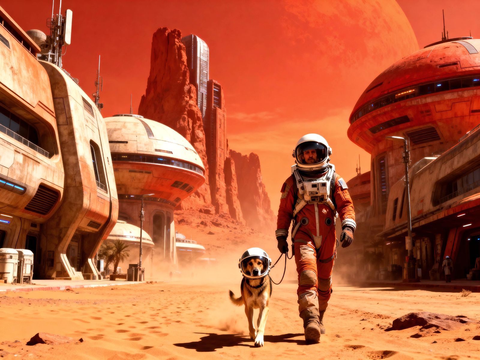 Man Walks Dog on Mars in Realistic Future Photo