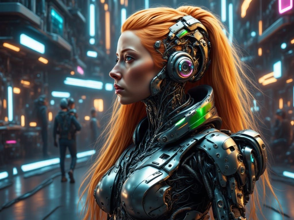 Futuristic Cyborg Woman in Space Suit, Galaxycore Style