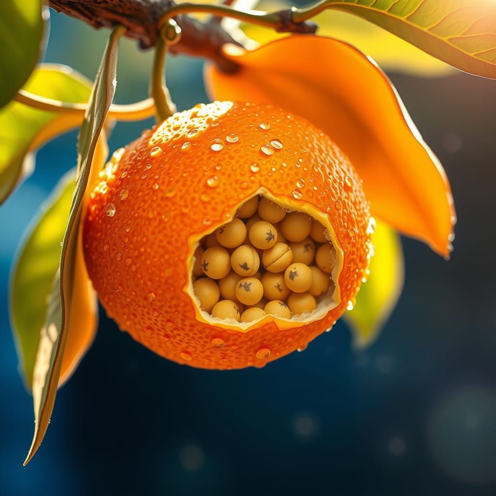 Orange with Watermelon Seeds in Photorealistic 3D