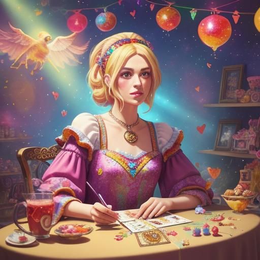 Tarot Reading with Pugs in Candy Art Style