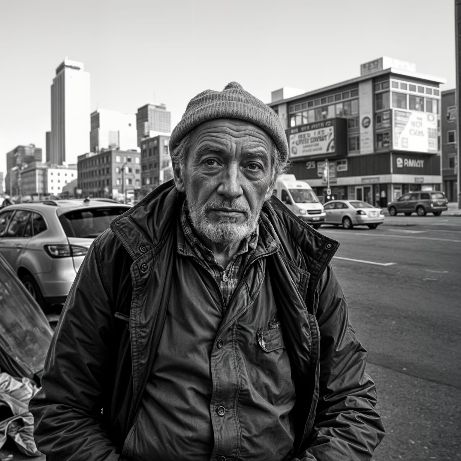 Black and White Portrait: Homelessness in San Francisco