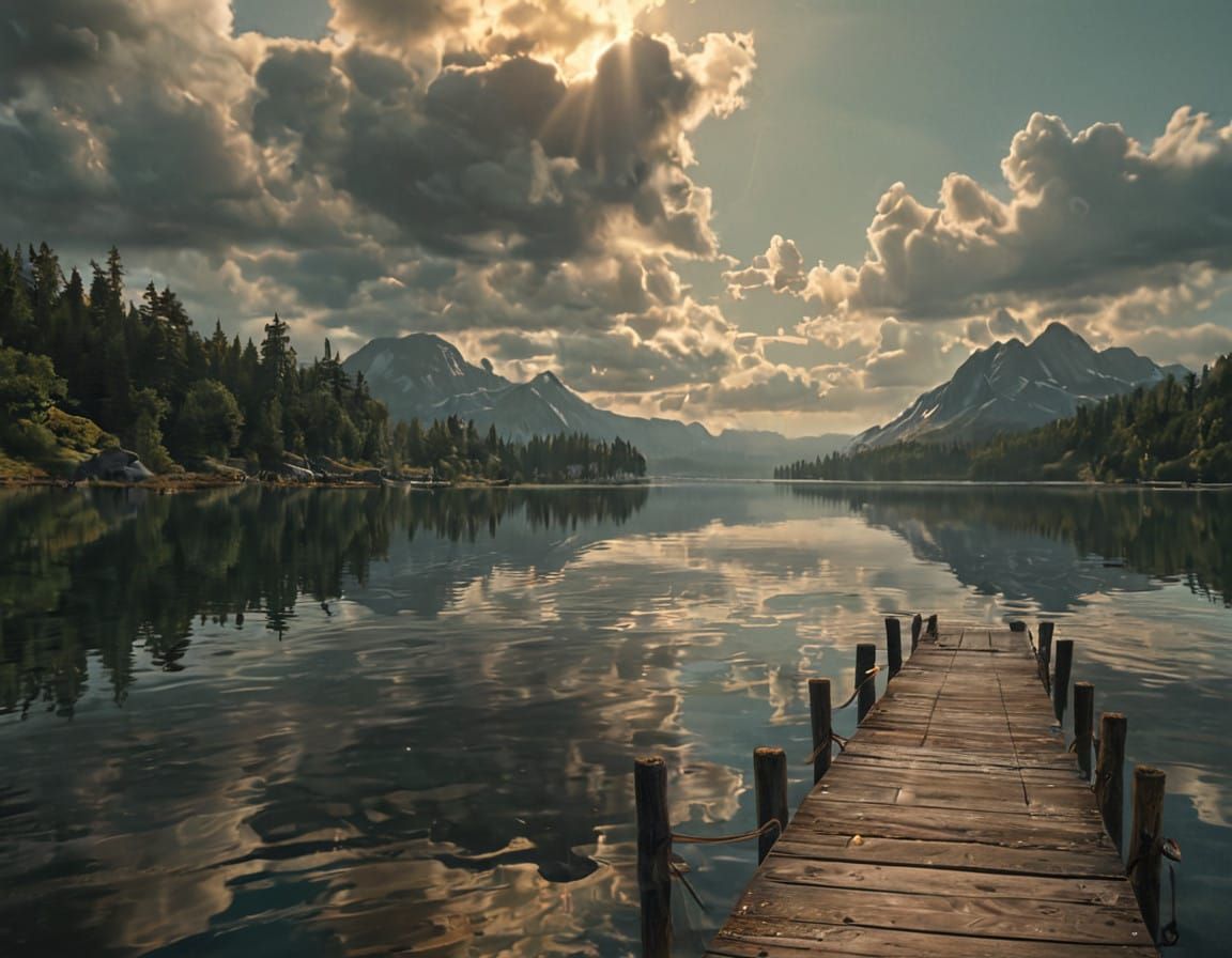 Serene Dock Scene in Watercolor
