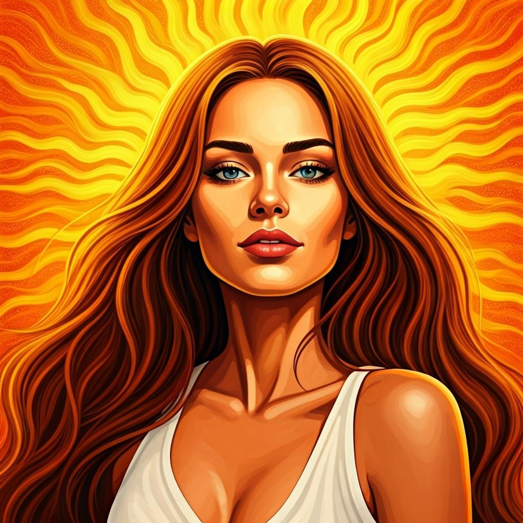 Woman Embraces Sun, Life, and Love