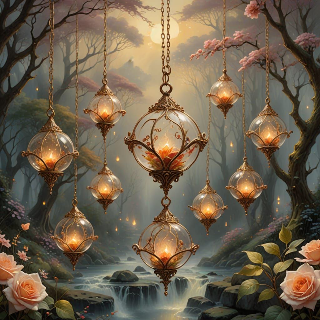 Ethereal Fantasy Necklace in Soft Golden Light