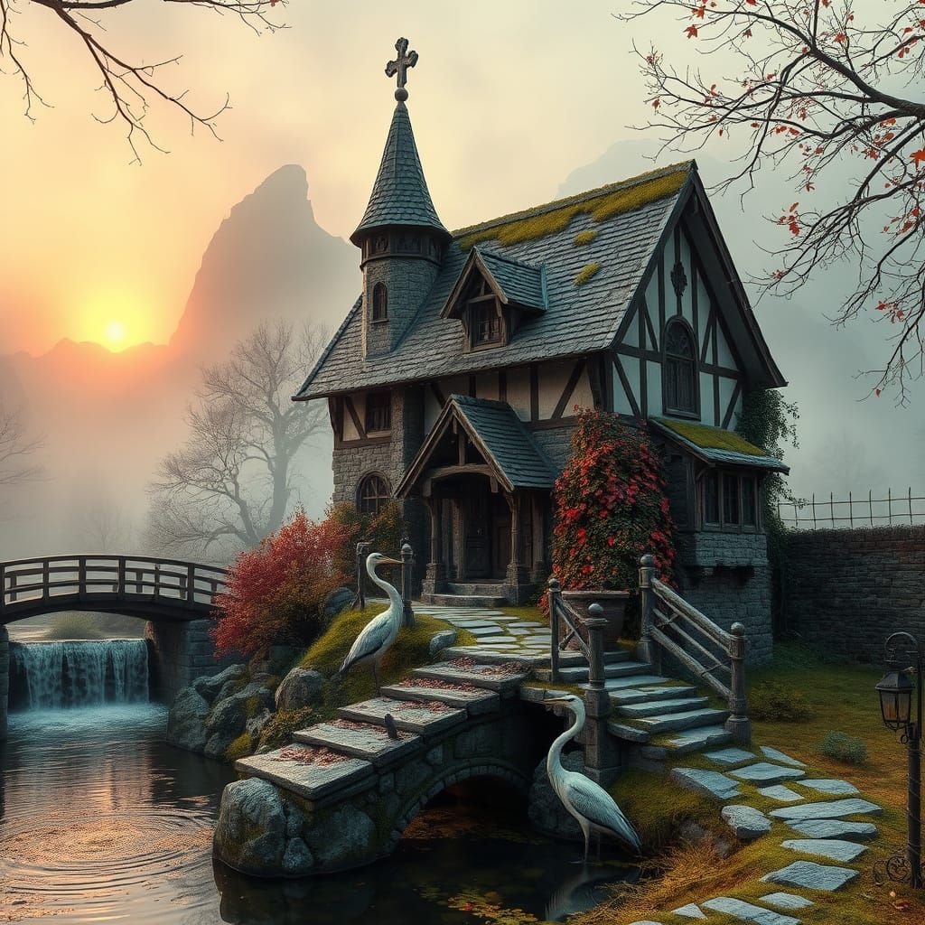 Fairytale Romance Cover: Sunset Over Misty Mountains