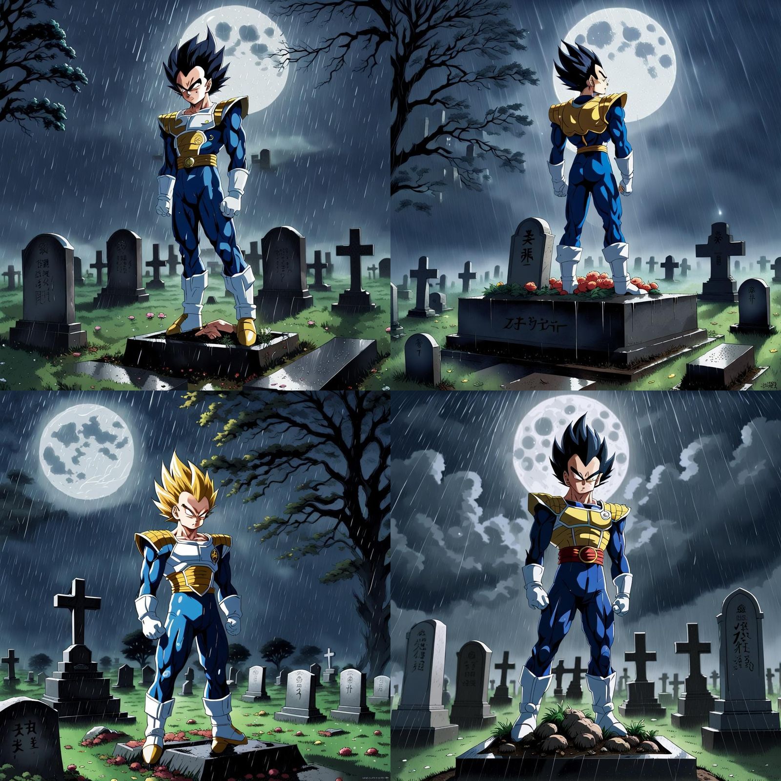 Vegeta stands at the grave of Akira Toriyama and looks into ...
