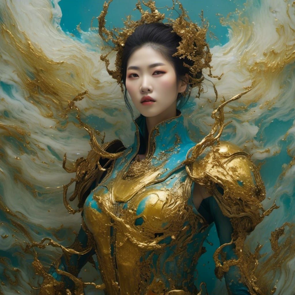 Asian Android in Fantastical Landscape