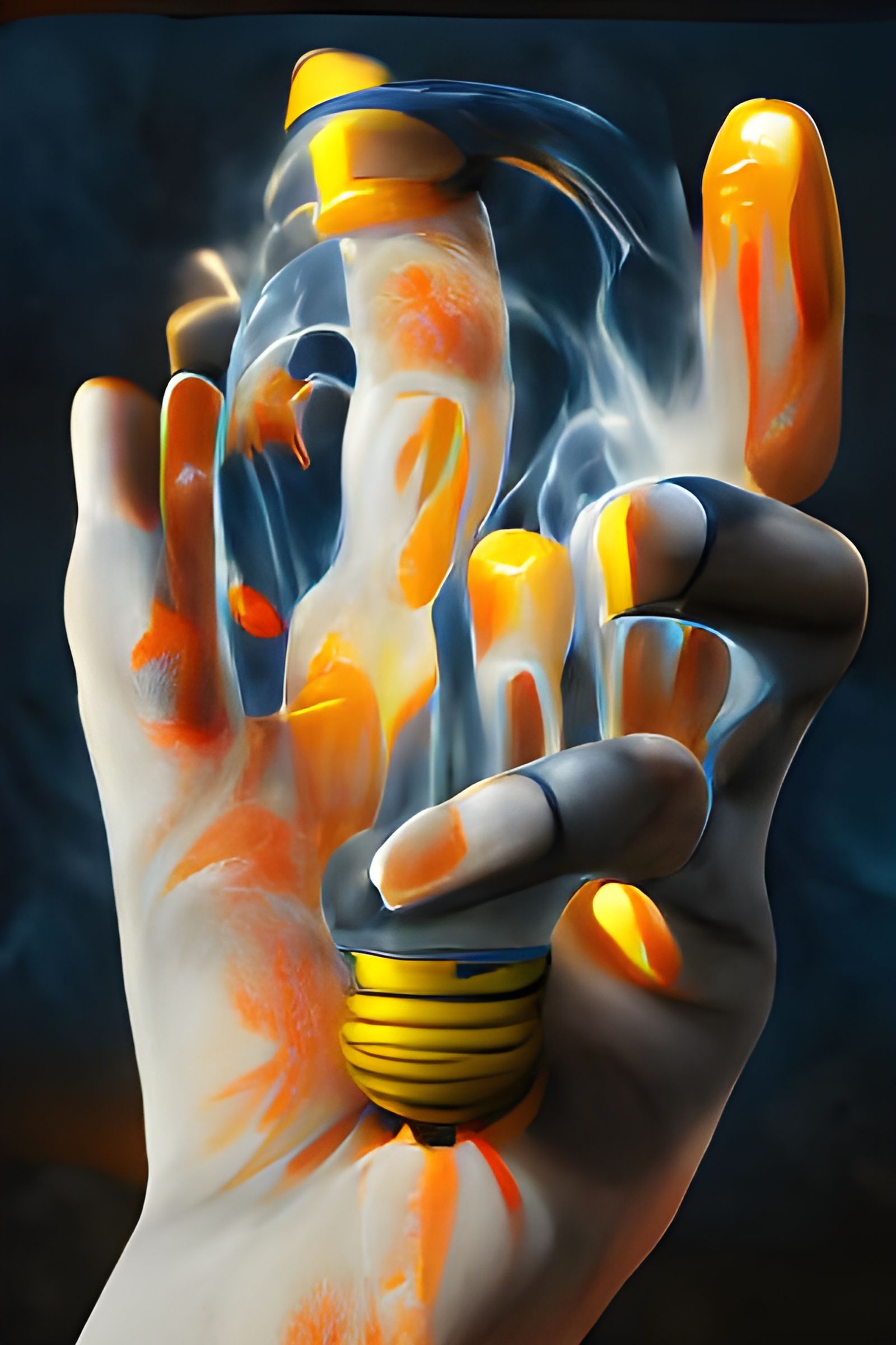 Ethereal Hand Illuminates with Bulb in Vibrant Colors