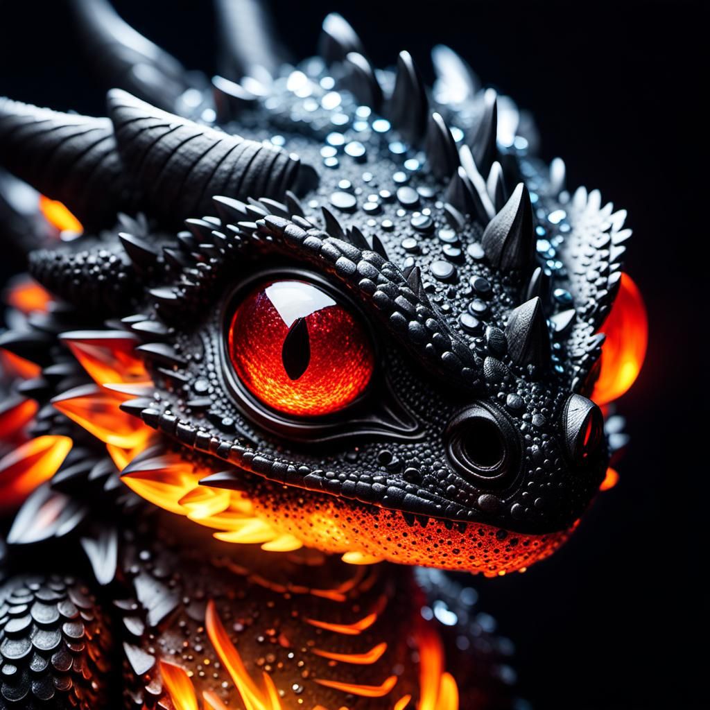Fiery Magma Dragon Hatchling Microportrait