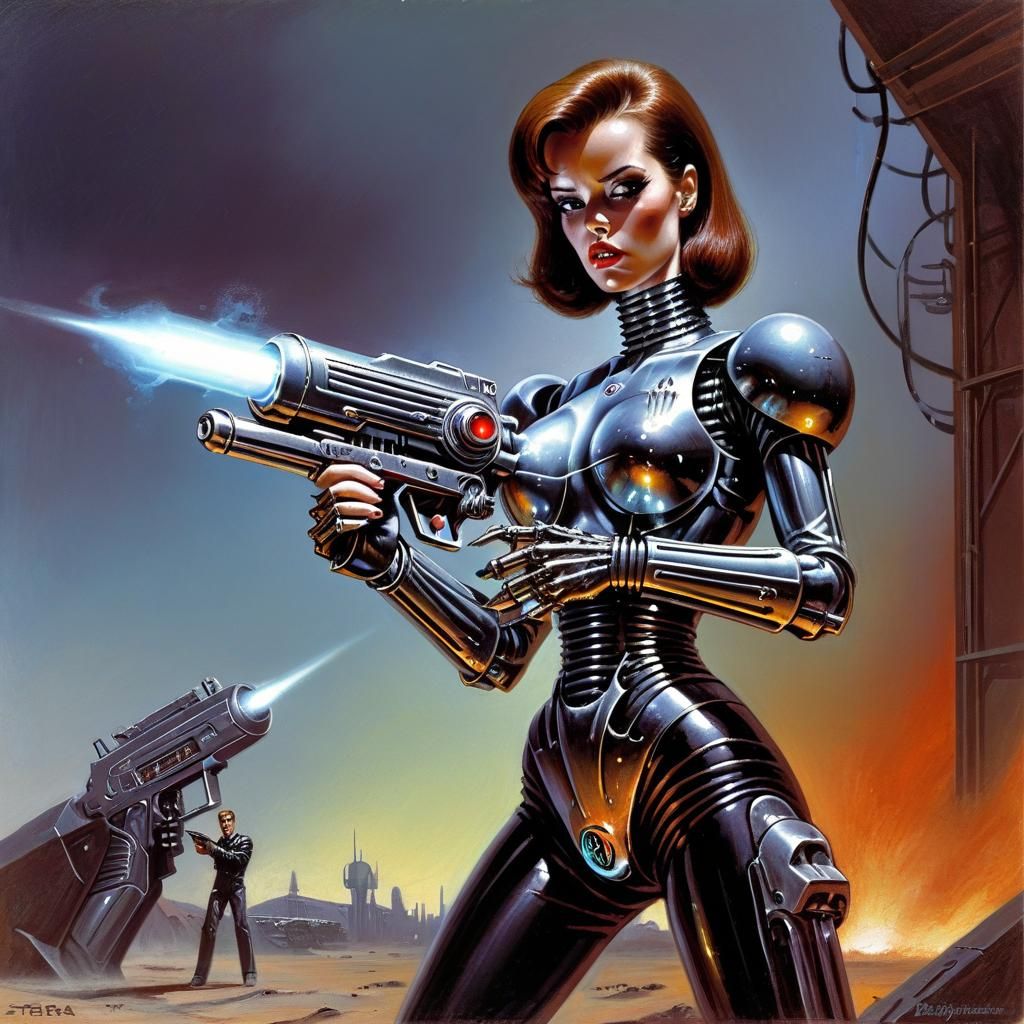 Raygun Gothic Terminator in Sci-Fi Style