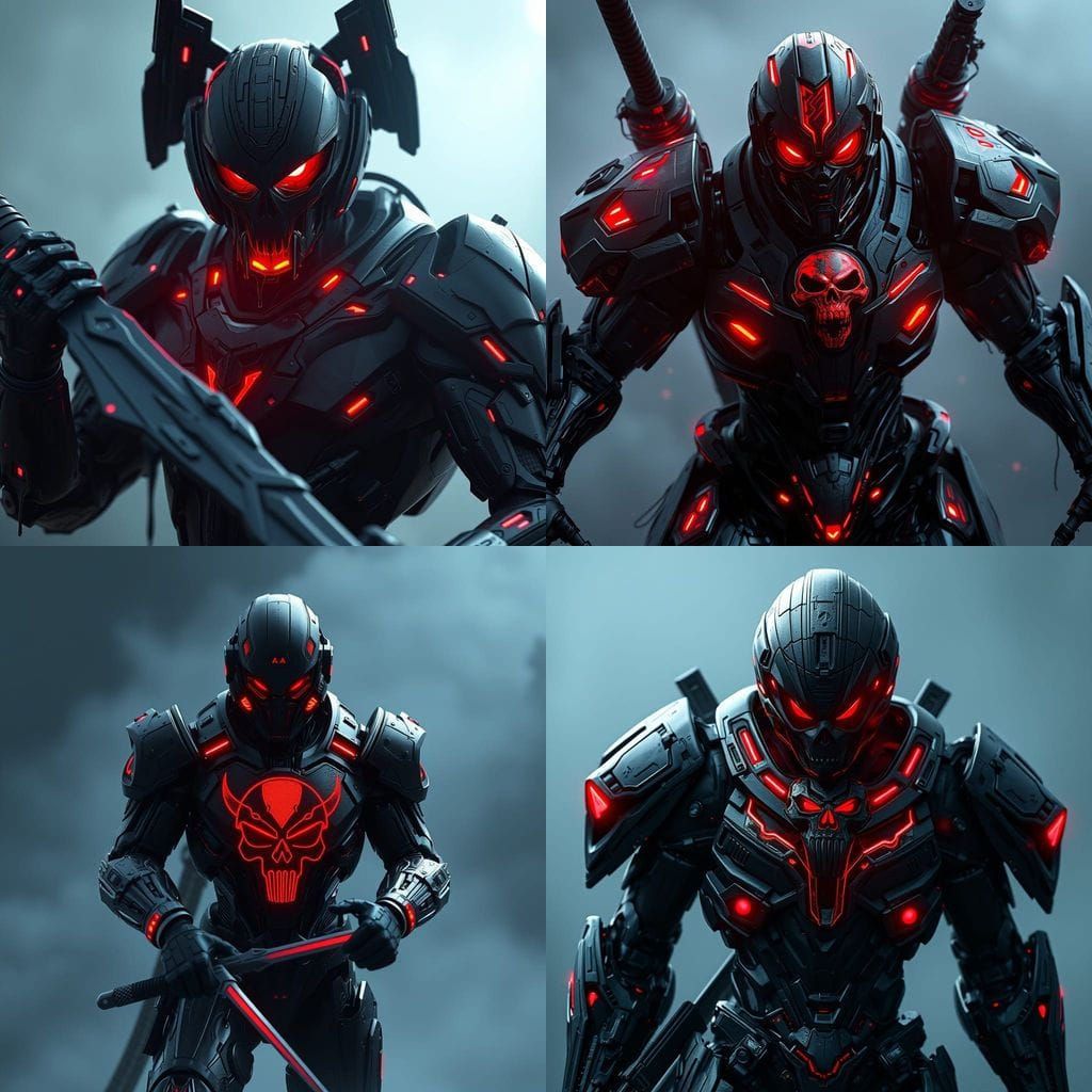 Epic Cybernetic Warrior in Futuristic Battle