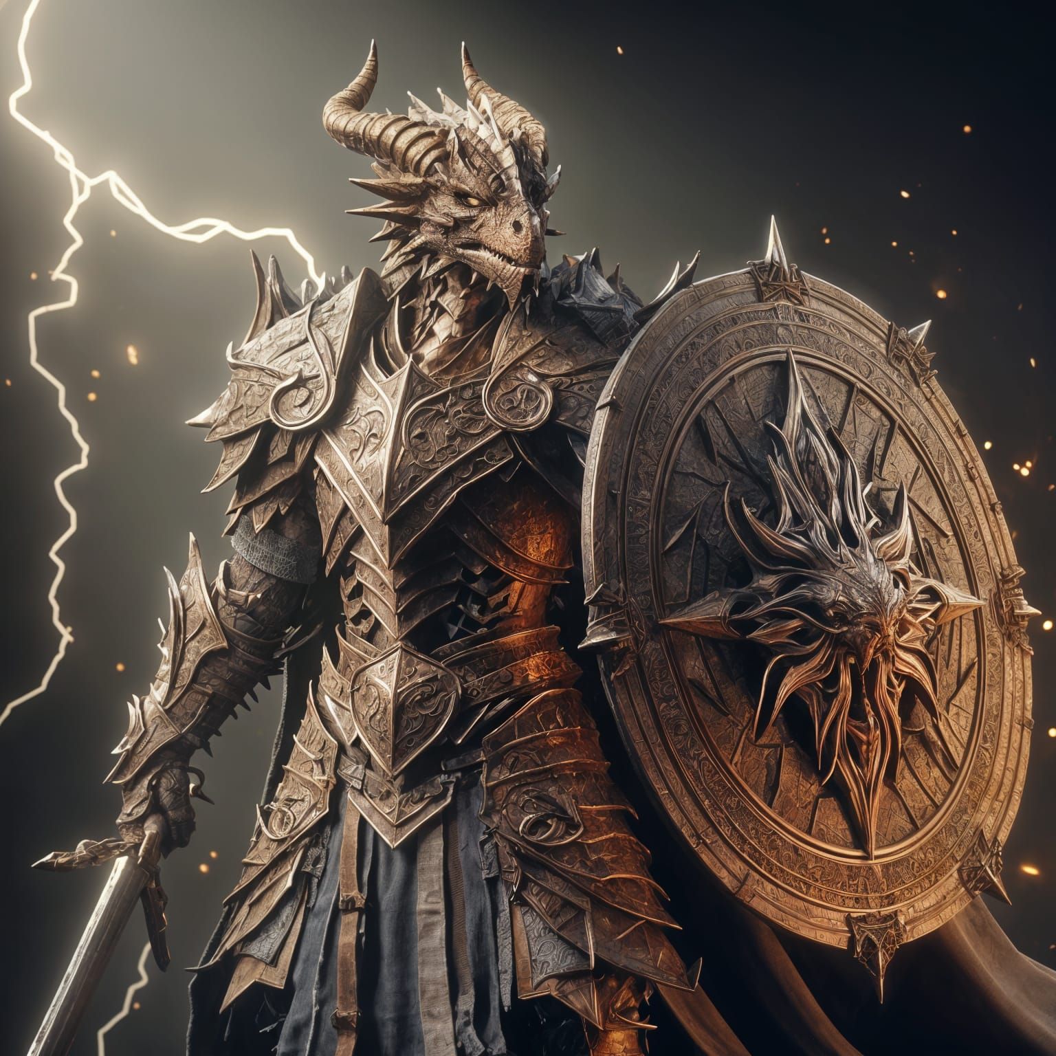 Dragonborn Knight in Tattered Armor