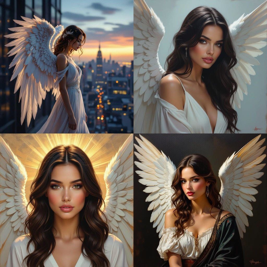 Hyperrealistic Modern Angel Painting on Canvas