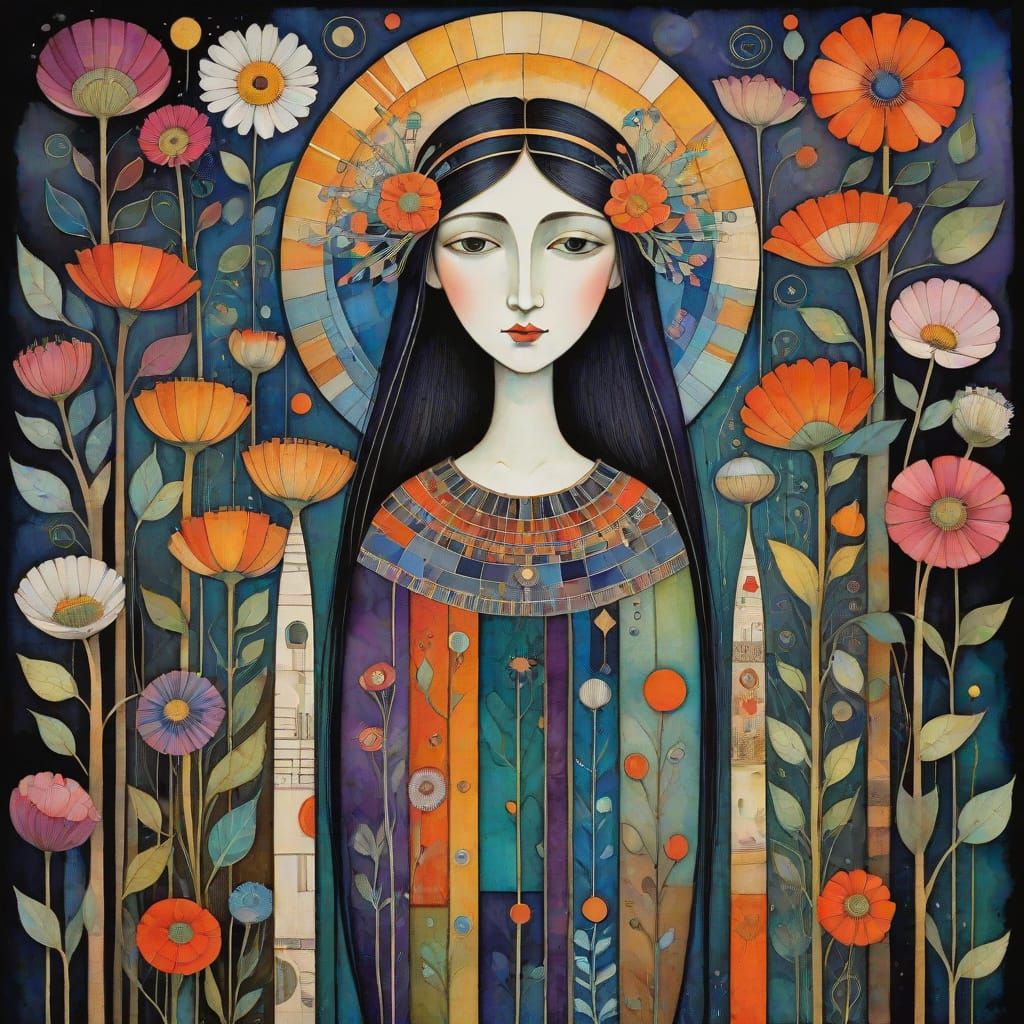 Alien Family Portrait in Vibrant Cubist Collage Style