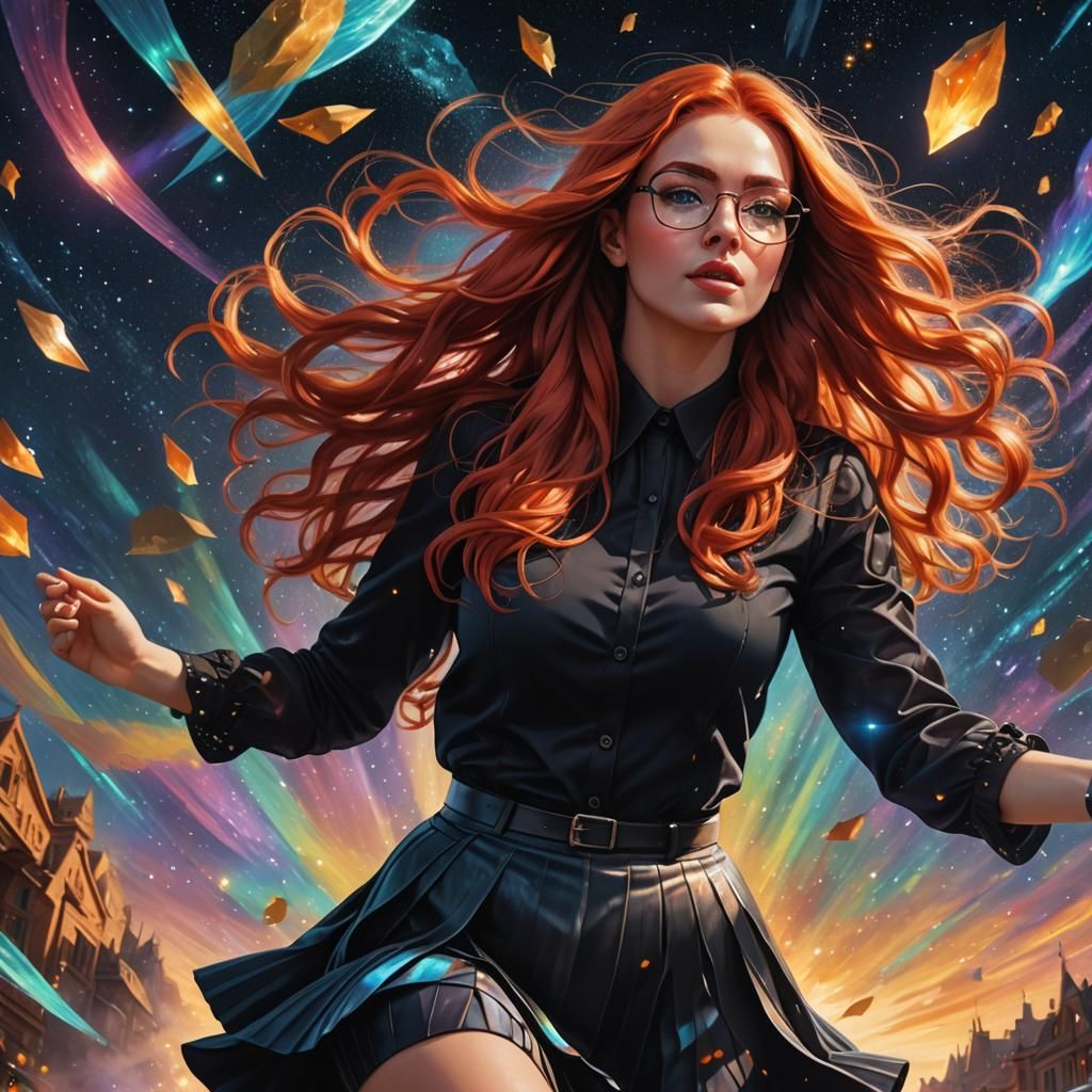 Dimensional Traveler in Vivid Mixed Media Style