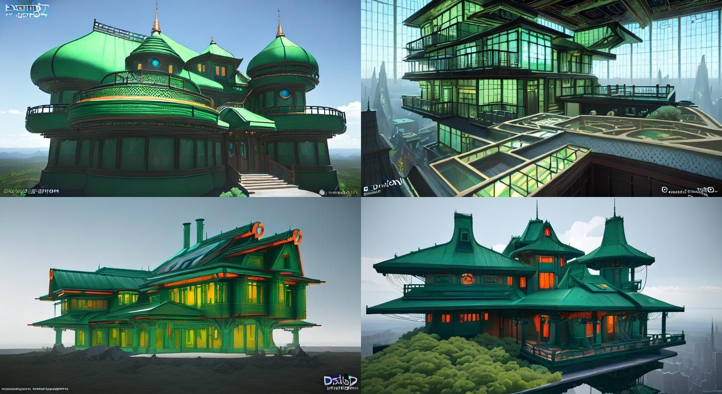Futuristic Wild West Castle in Anime Style