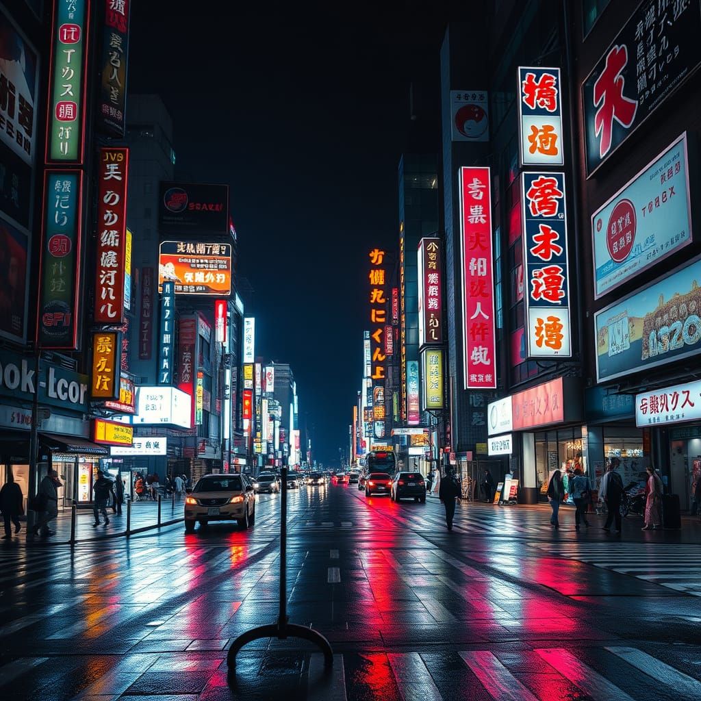 Tokyo Nightscape in Cyberpunk Style