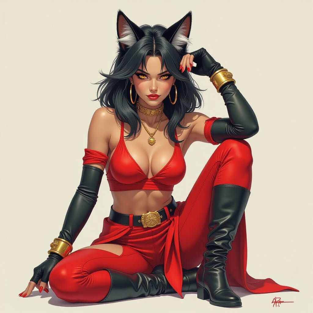 Vibrant Animalistic Woman in Automotive Brochure Style