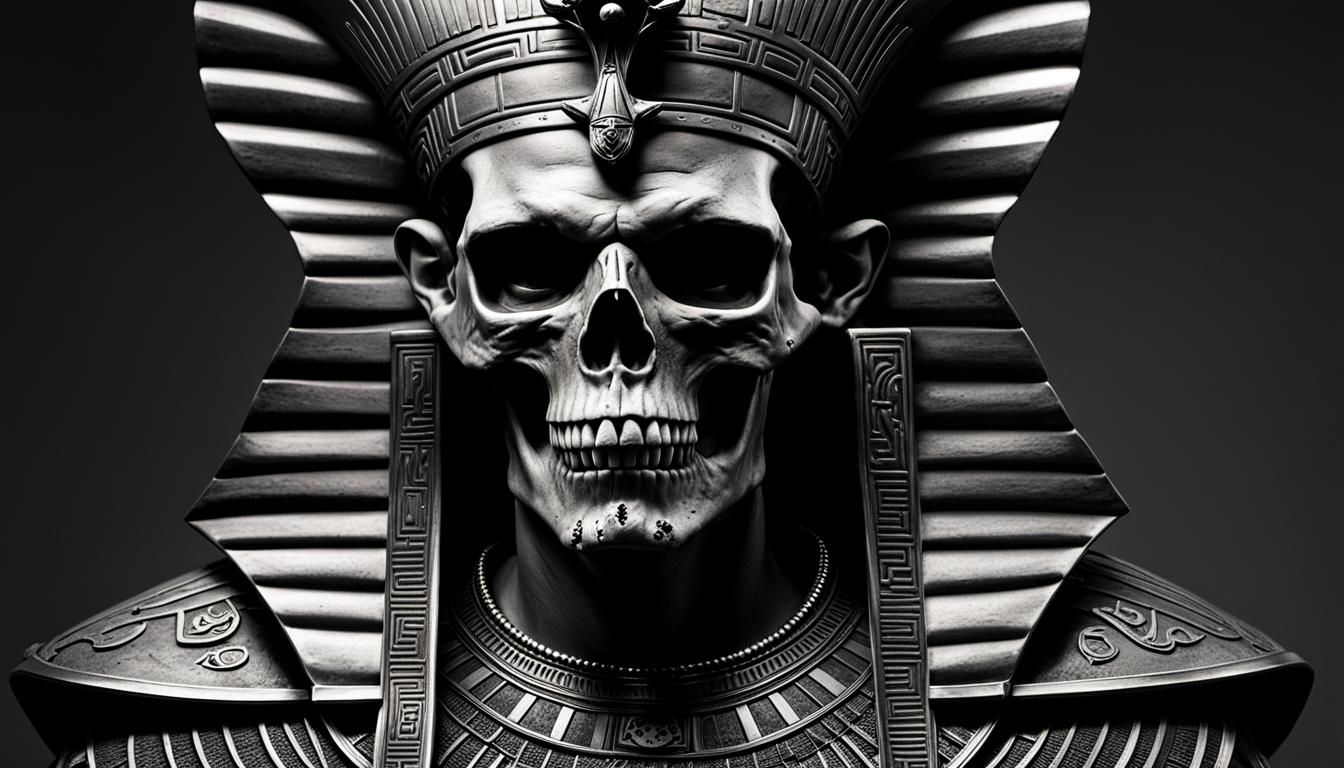 Zombie Egyptian King in Grayscale