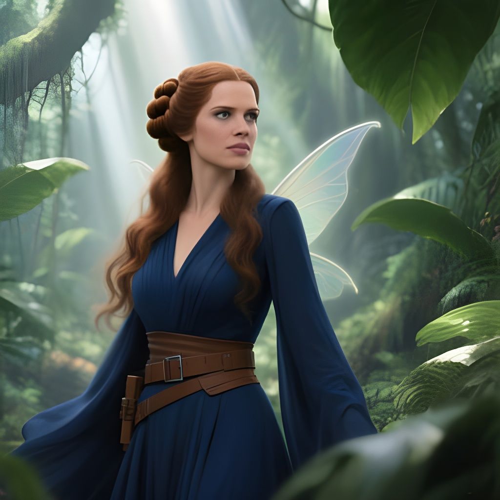Princess Leia Fairy Portrait in Ethereal Jungle