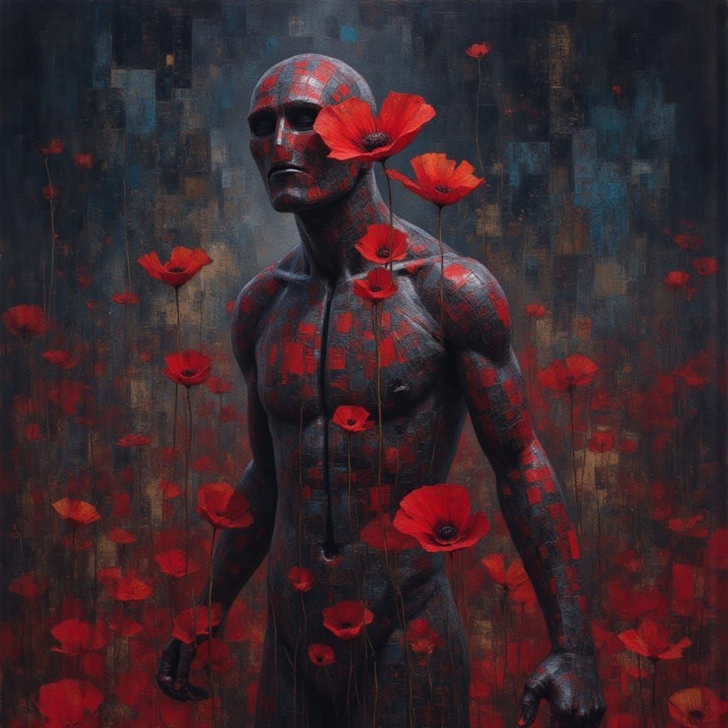 Abstract Doll with Earth and Rose Elements