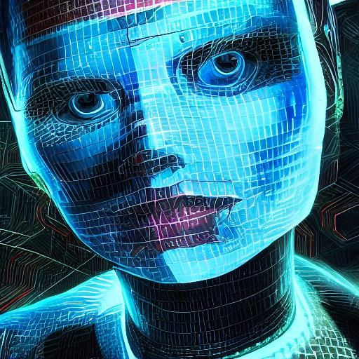 Digital Realm: Neon Portrait in Cyberpunk Style