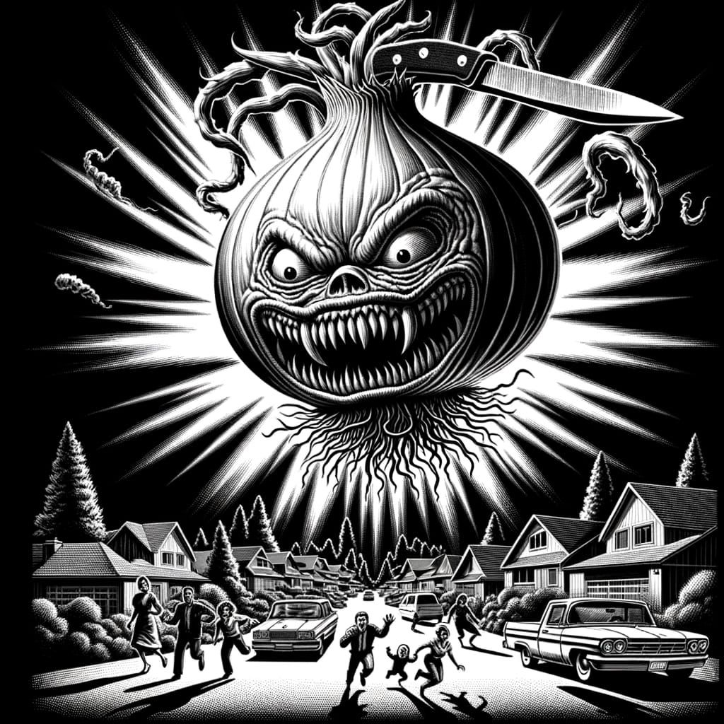 Giant Monstrous Onion Creature Attacks Suburban Neighborhood