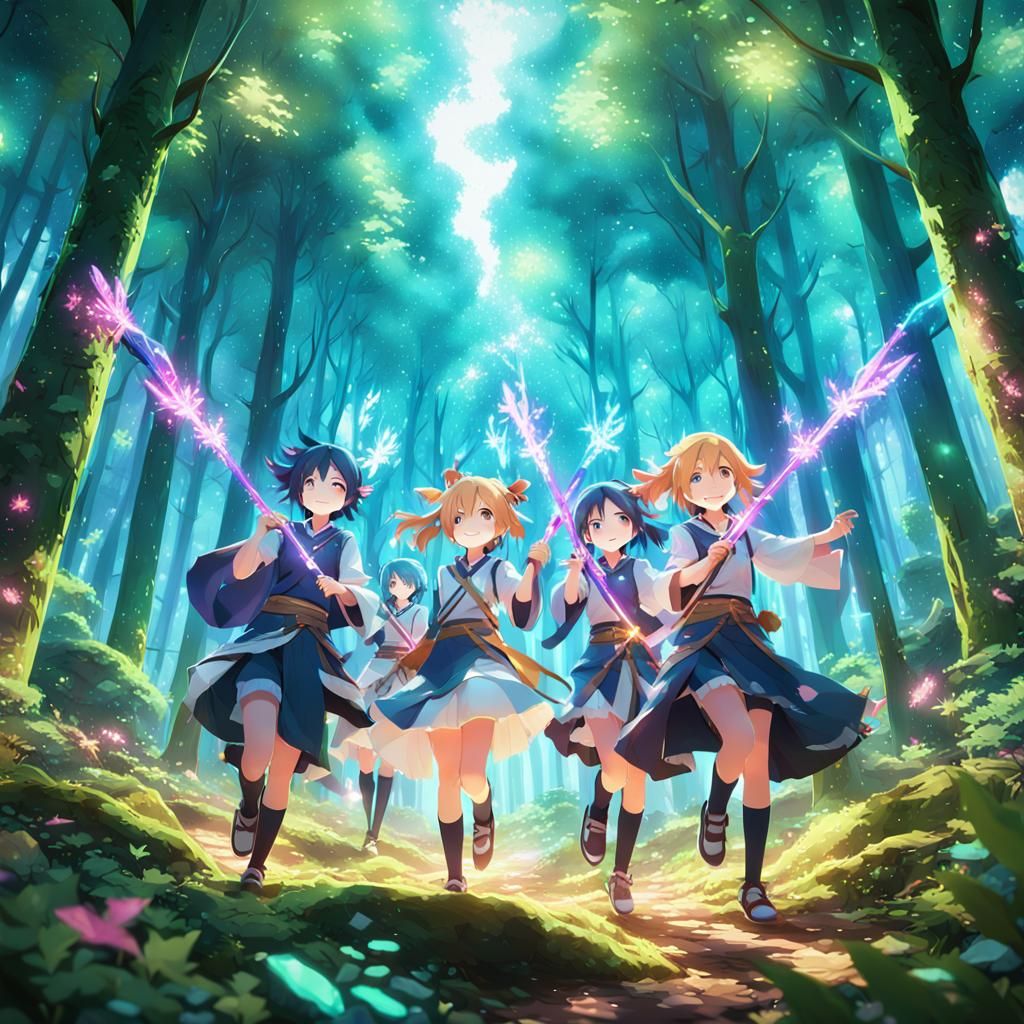Magical Reunion: 3D Anime Wands in Harmony