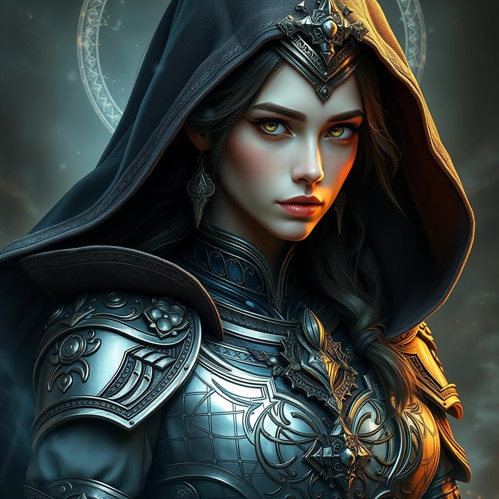 Mystical Woman in Armor: Fantasy Portrait