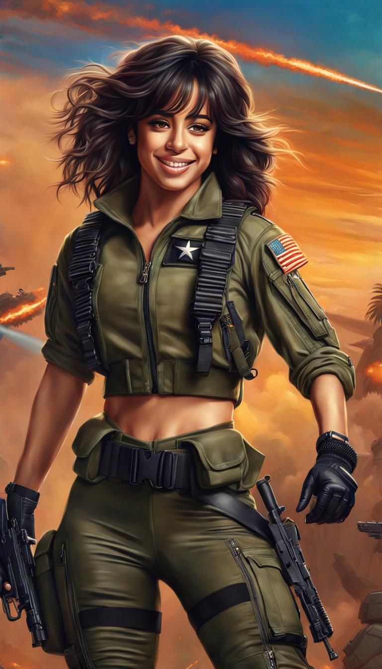 Camila Cabello in a tight military combat outfit