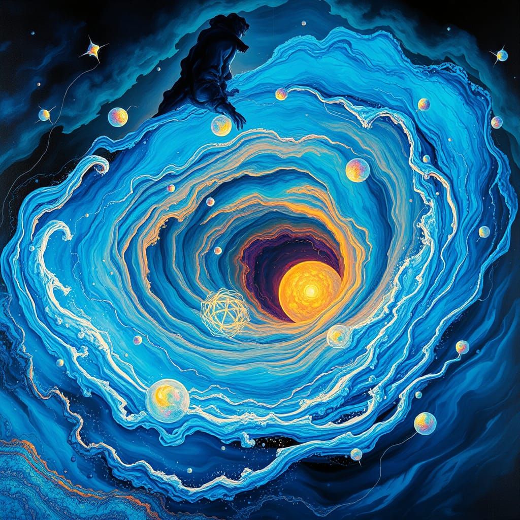 Hypnotic Blue Vortex in Surrealist Style