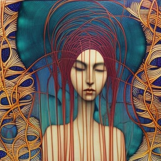 Sunset-Human Hybrid in Glass Forest, Digital Art