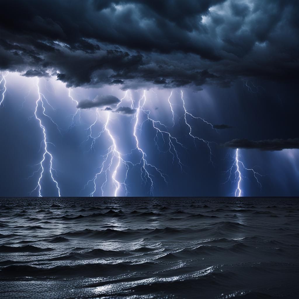 Cinematic Stormscape with Electric Blue Lightning