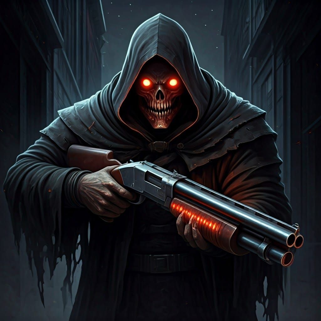 Grim Figure in Dark Alley, Illuminated by Starlight