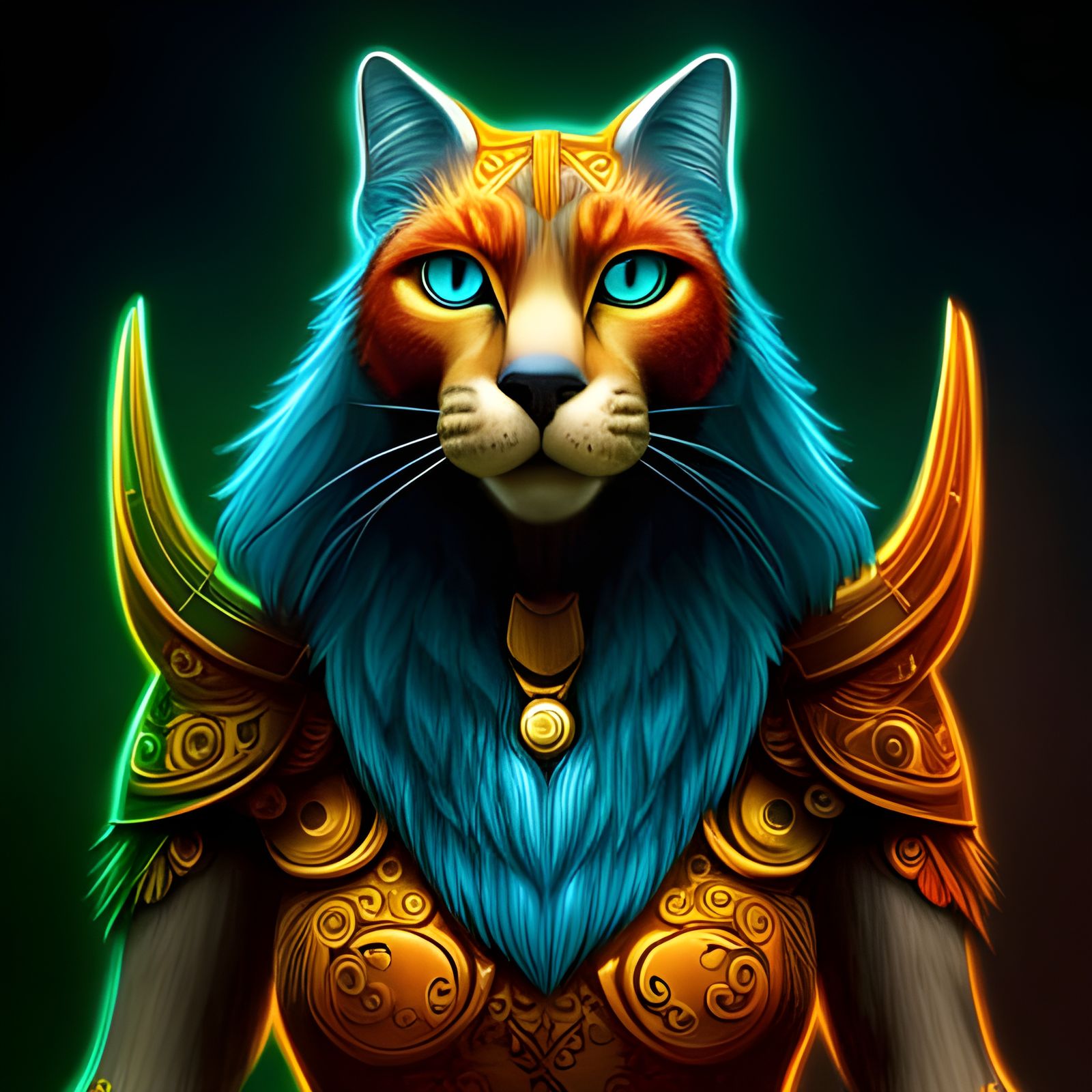 Pixar-Style Bastet in Ancient Egyptian Graffiti Art