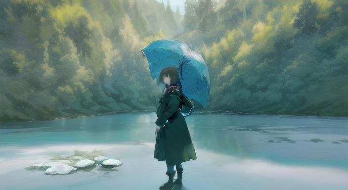 Mountain River Landscape in Detailed Matte Painting Style