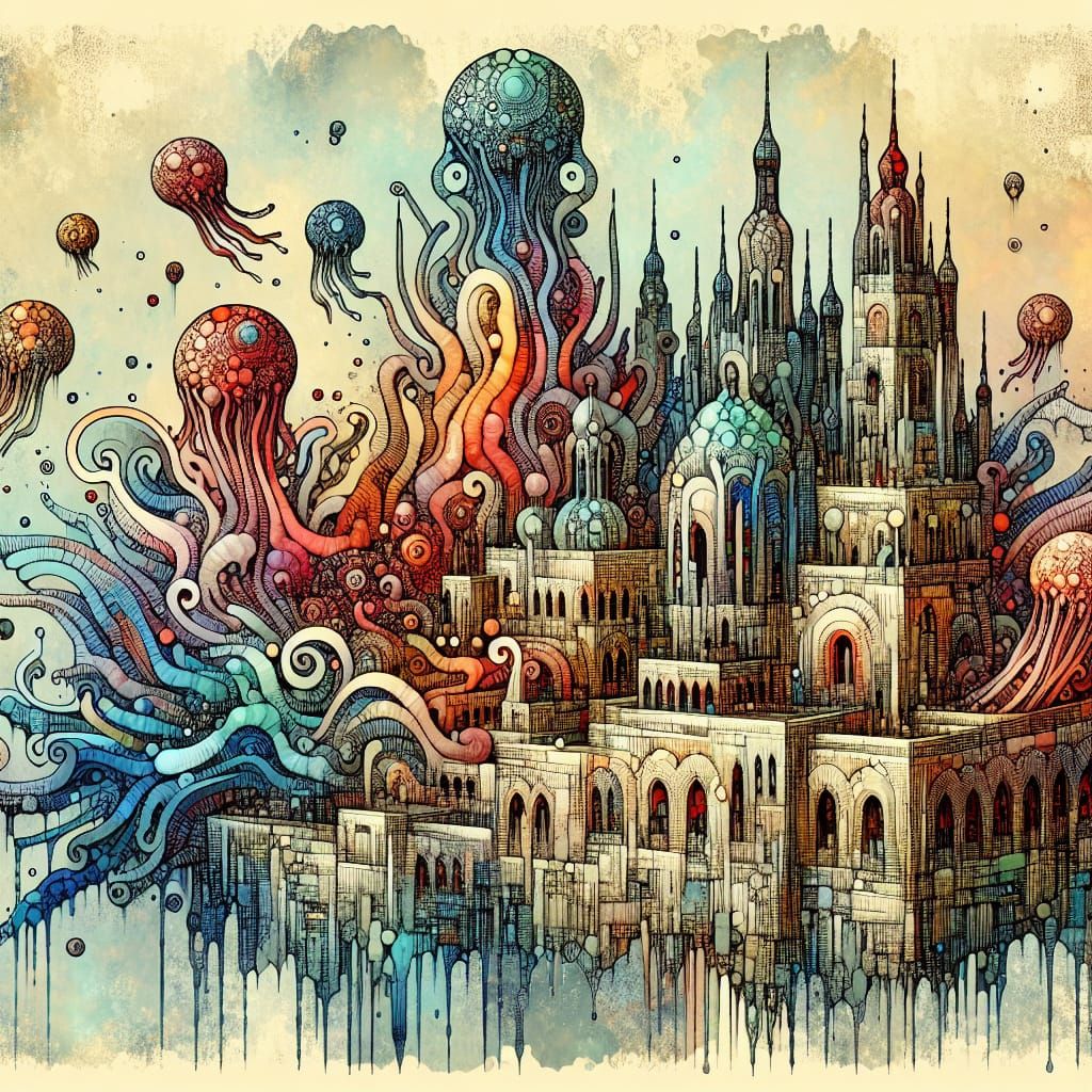 Whimsical Alien Beings in Dystopian Setting