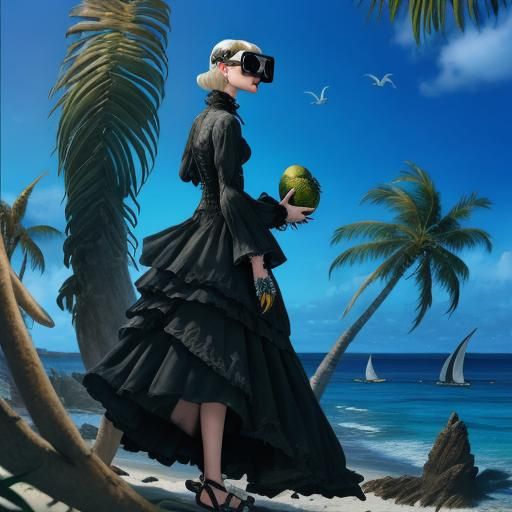 Gothic Model in Shipwreck Paradise: AI Generated