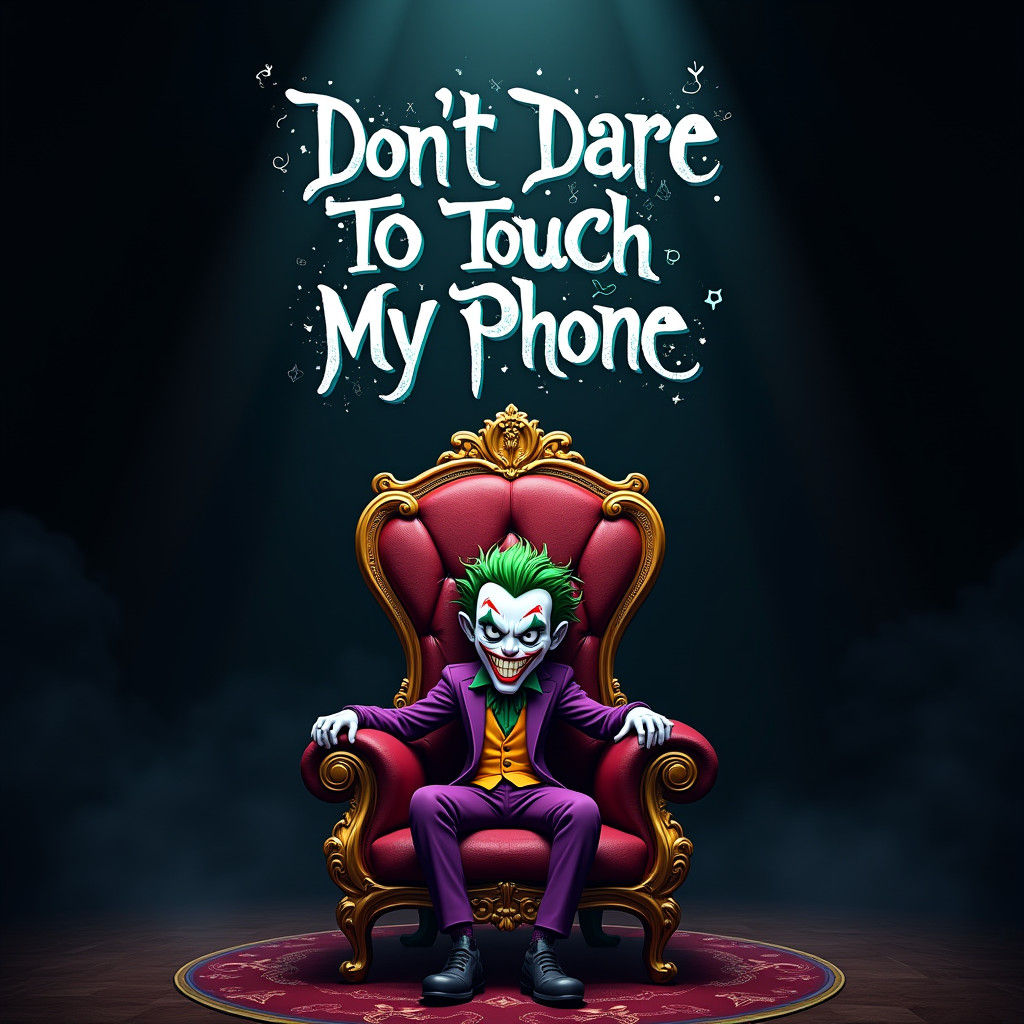 Cartoon Joker on Throne with Warning Message