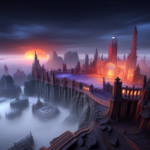 Detailed Matte Painting of a Fantastical Hellscape