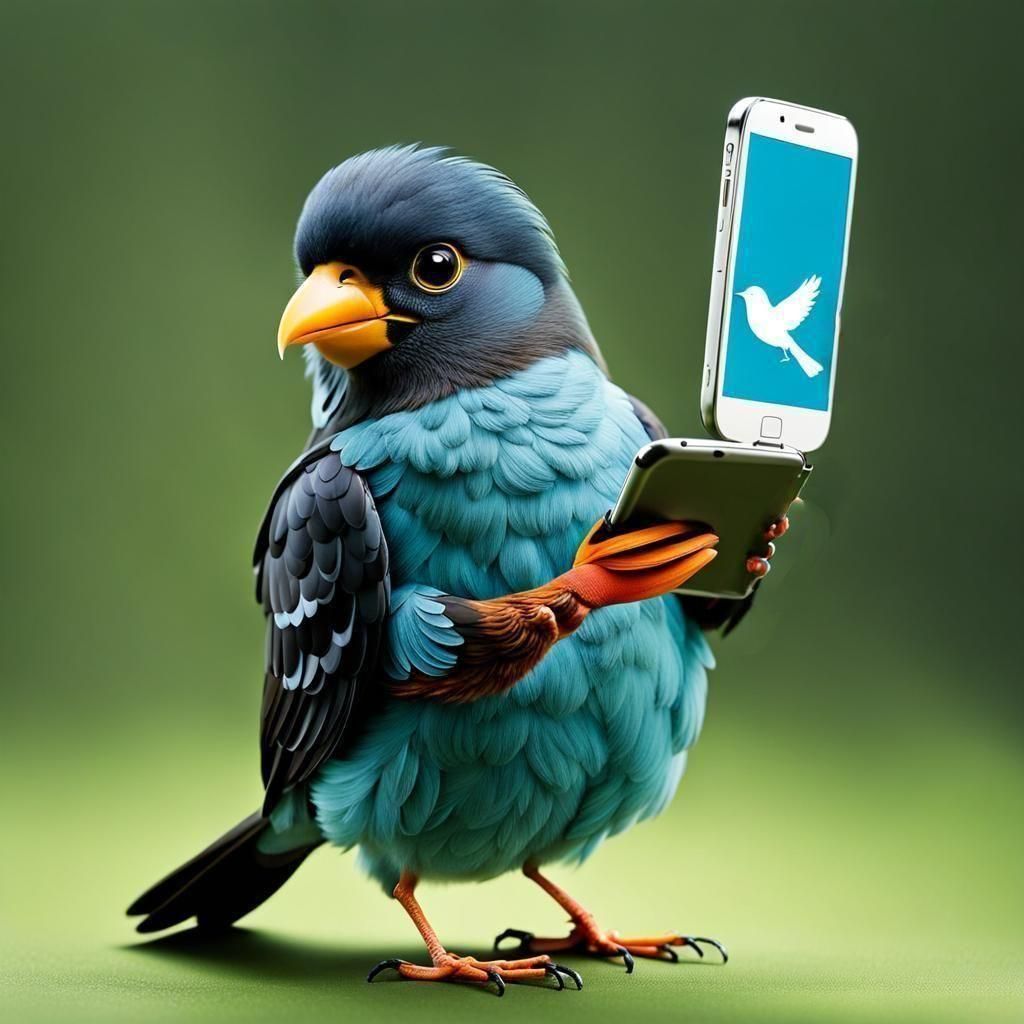Bird Using Smartphone to Send Text Message