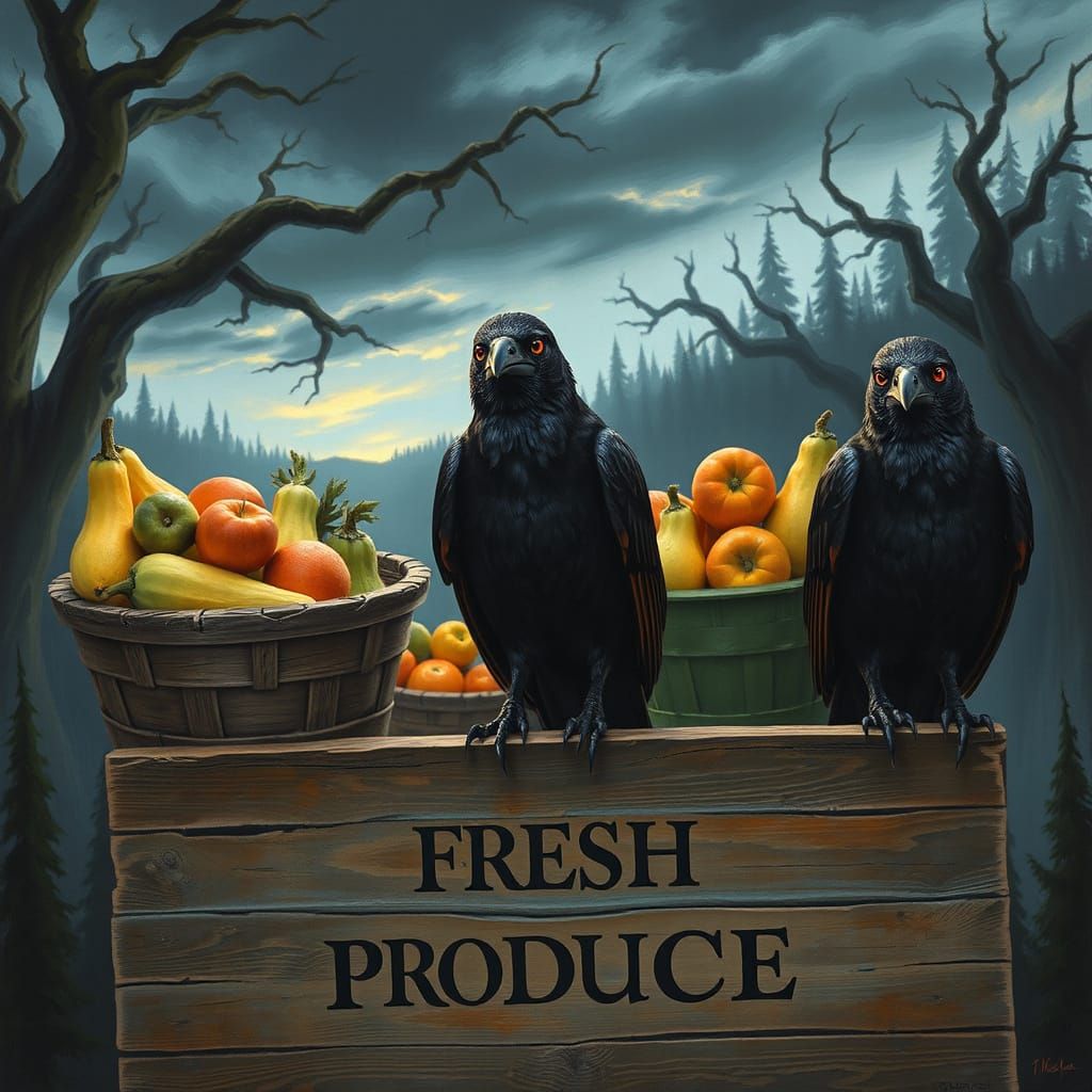Bioluminescent Produce Market in Dark Fantasy Style