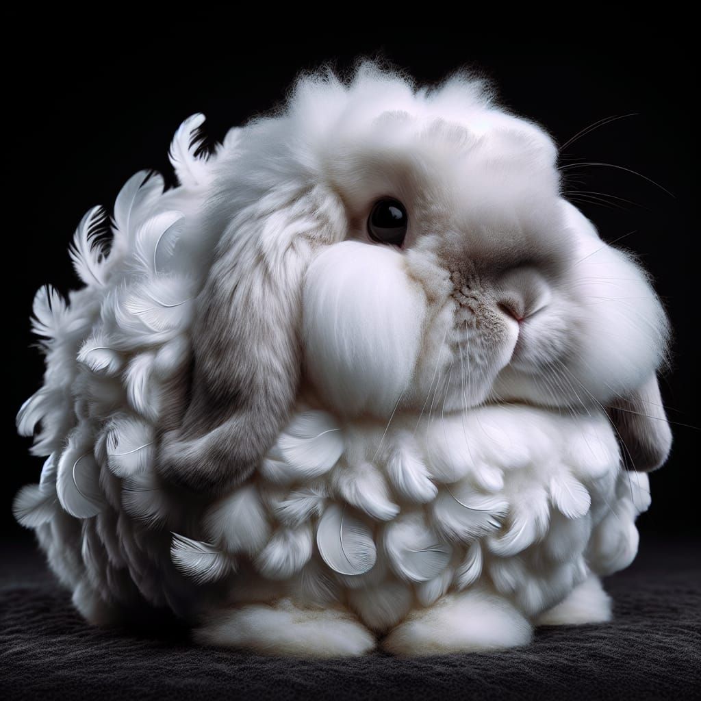 Feathered Holland Lop Rabbit: Hyperrealistic and Cute