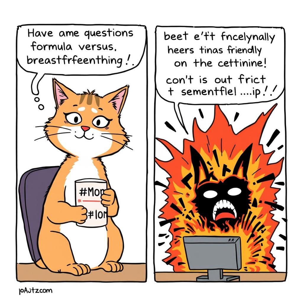 Cat Learns About Formula Versus Breastfeeding, a Comic