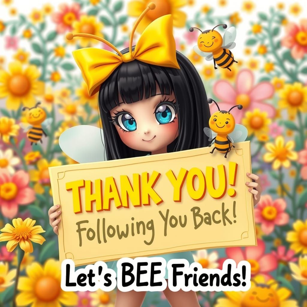 Adorable 3D Anime-Inspired Bumblebee Girl with Vibrant Hair ...