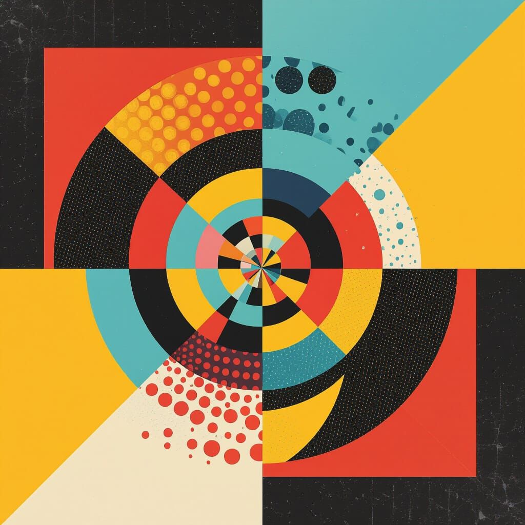 Pop Art Collage with Geometric Bauhaus Elements