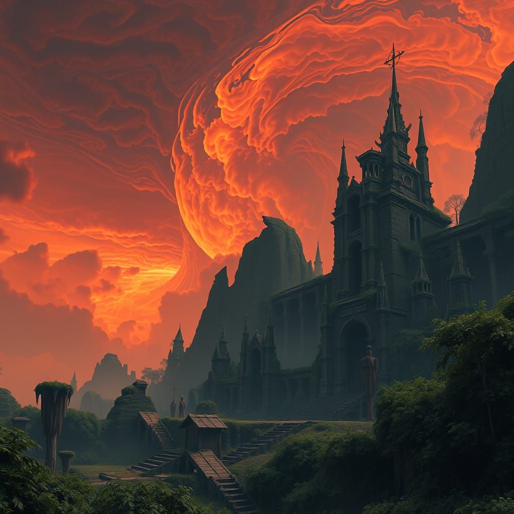 Surreal León Landscape in Vibrant, Swirling Colors