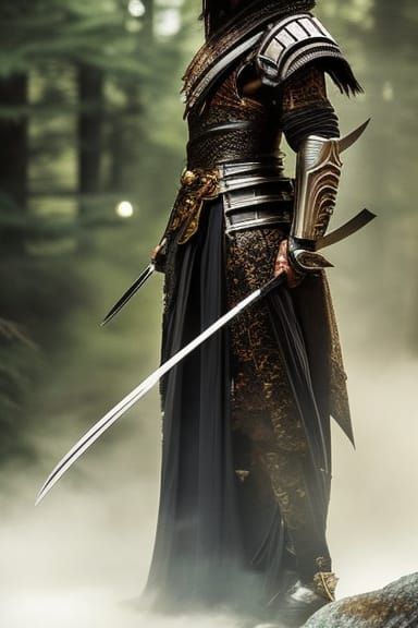 Dystopian Ronin Warrior in Crow Armor
